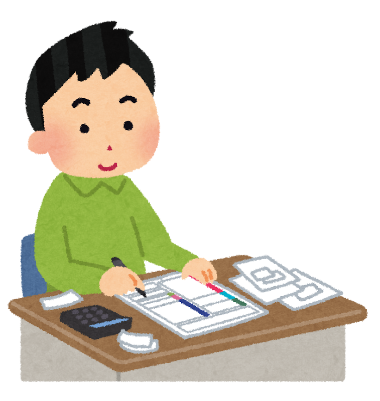 確定申告書を書く人のイラスト